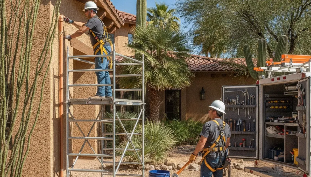 Professional Glendale, AZ plumber repairing a sink for residential plumbing service