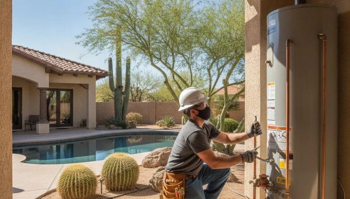 Professional Glendale, AZ plumber repairing a residential plumbing system for reliable service