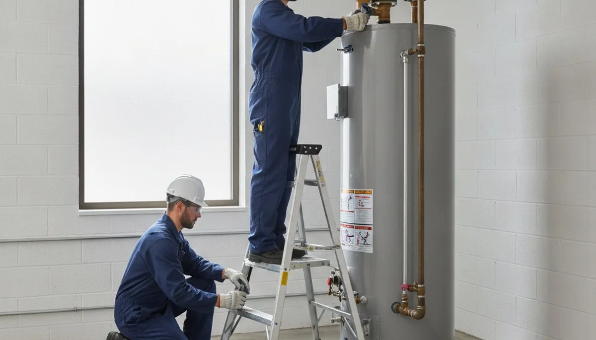 Glendale, AZ plumber repairing a water heater for reliable home hot water service